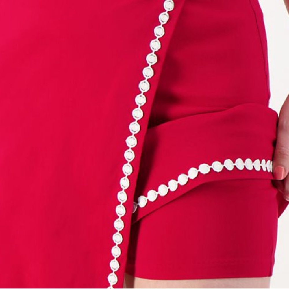 Belle by Kim Gravel Red Mini Skirt with White Trim - Picture 2 of 6